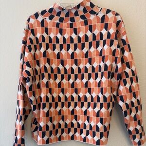 Maeve by Anthropologie Geometric Mock Neck Sweater - Size Small, Good Condition